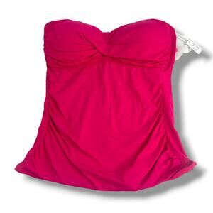 NEW Anne Cole Hot Pink Tankini Swim Top Size Large Halter Bandeau Strapless NWT